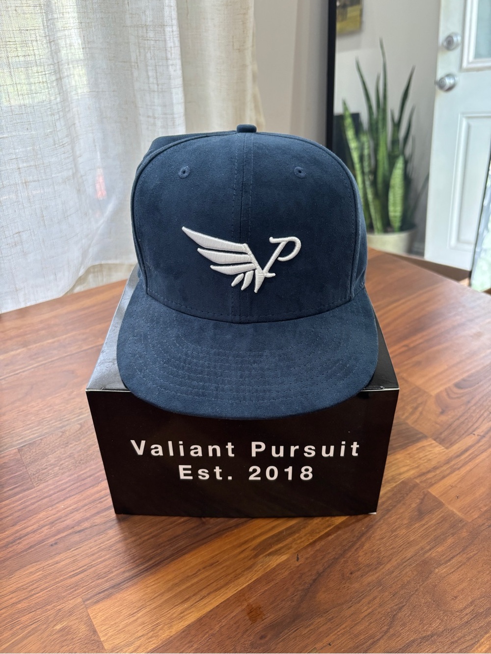 Valiant Pursuit Navy Suede Cap with White Logo